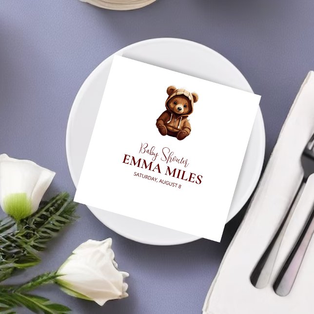 Cute Minimal Photo Bear-y personlized baby napkin (Creator Uploaded)