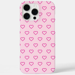 Cute Minimal Pink Heart Pattern Trendy iPhone 16 Pro Max Case