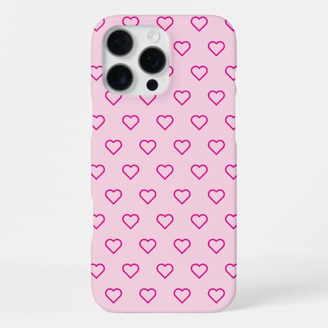 Cute Minimal Pink Heart Pattern Trendy iPhone Case (Back)