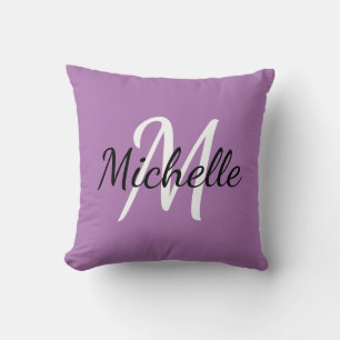 Cute Minimal Purple Monogrammed Cushion