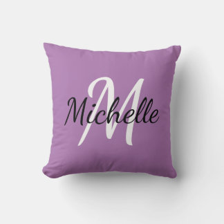 Cute Minimal Purple Monogrammed Cushion