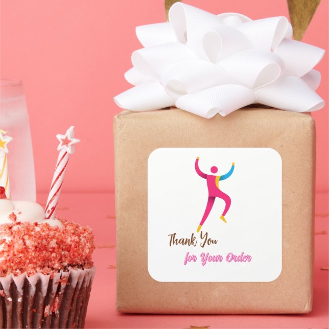 Cute Minimal Thank You Square Sticker (Party)