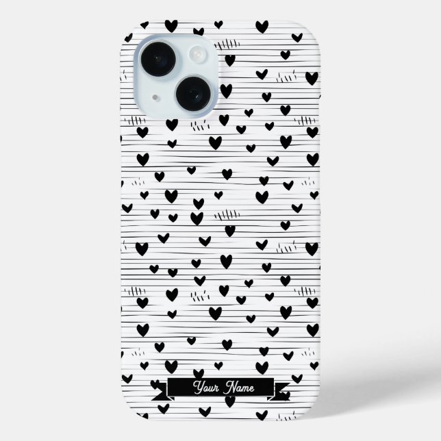 Cute Minimalist Abstract Line Love Black Case-Mate iPhone Case (Back)