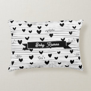 Cute Minimalist Abstract Line Love Black Decorative Cushion