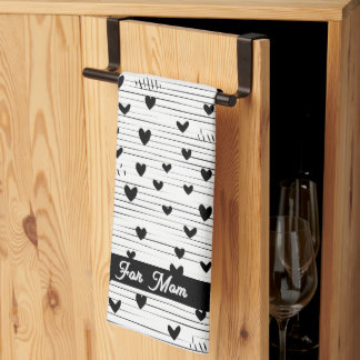 Cute Minimalist Abstract Line Love Black Tea Towel