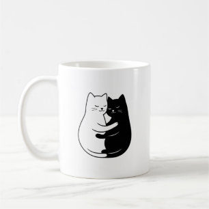 Cute Minimalist Black & White Cat Love Design Coffee Mug