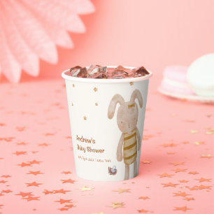 Cute Minimalist Boho Bunny Toy Baby Shower Paper Cups