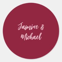 Cute Minimalist Burgundy Red Calligraphy Own Name