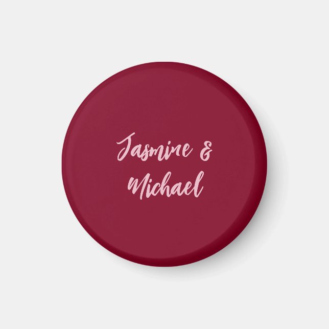 Cute Minimalist Burgundy Red Calligraphy Own Name Magnet (Front)