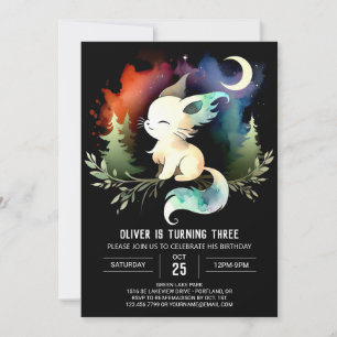 Cute Minimalist Cat Birthday Invitation