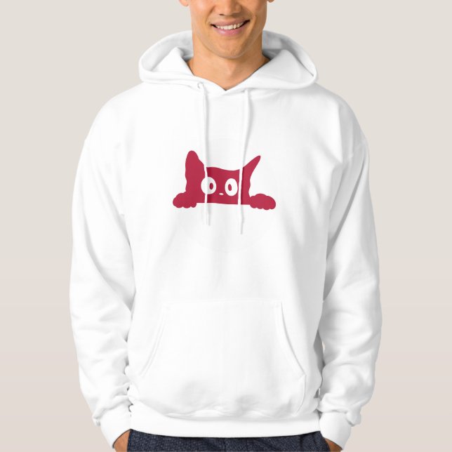 Cute Minimalist Cat Face Hoodie (Front)