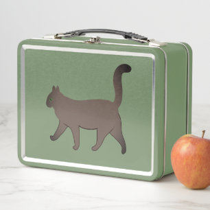 Cute Minimalist Cat Graphic   Simple Walking Cat  Metal Lunch Box
