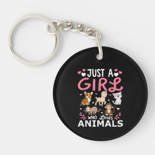 Cute Minimalist Cat Illustration Funny Pet Lover Key Ring
