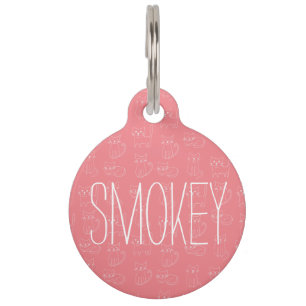 Cute Minimalist Cat Line Pattern Customisable Pet Tag