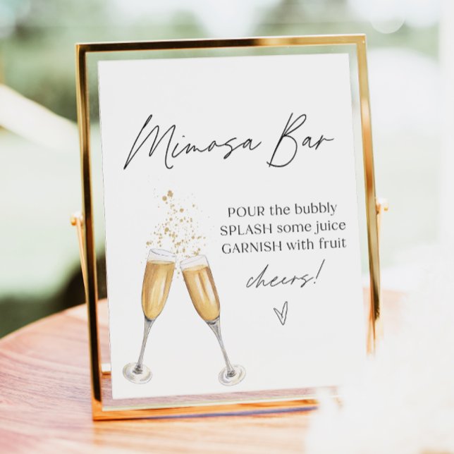Cute Minimalist Champagne Mimosa Bar Sign (Creator Uploaded)
