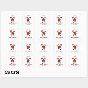 Cute Minimalist Christmas and New Year Happy      Square Sticker