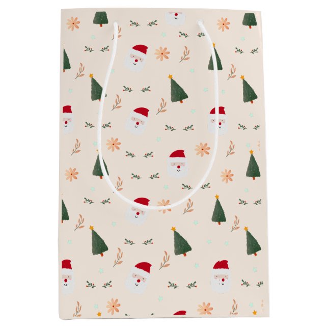 Cute Minimalist Christmas Pattern Medium Gift Bag (Front)