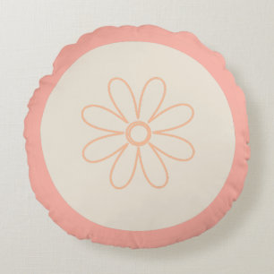 Cute Minimalist Daisies and Modern Stripes Round Cushion