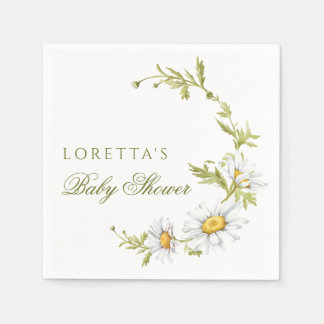 Cute Minimalist Daisies Floral Baby Shower Napkin