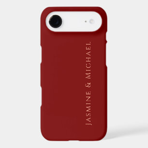 Cute Minimalist Deep Red & Peach Own Name