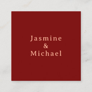 Cute Minimalist Deep Red & Peach Own Name Enclosure Card