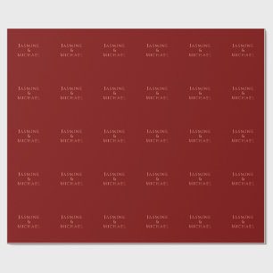 Cute Minimalist Deep Red & Peach Own Name Wrapping Paper
