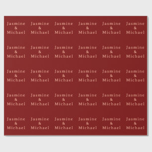 Cute Minimalist Deep Red & Peach Own Name Wrapping Paper