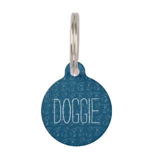 Cute Minimalist Dog Line Pattern Customisable Pet Tag