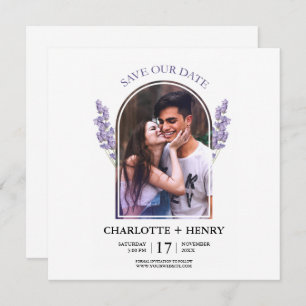 Cute Minimalist Elegant Purple Photo Save The Date