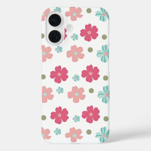 Cute Minimalist Flower Print iPhone 16 Case