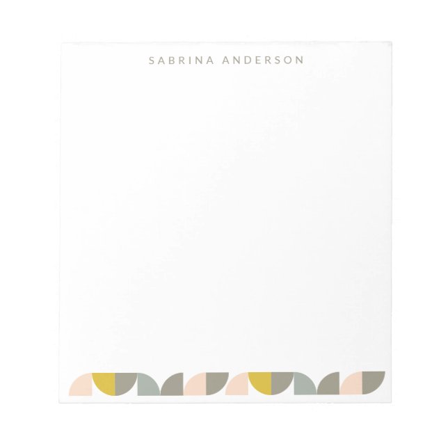 Cute Minimalist Geometric Pastel Personalised Notepad (Front)