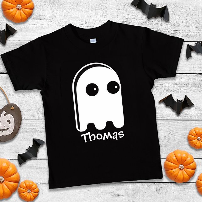 Cute Minimalist Ghost Personalizable Halloween boy T-Shirt (Creator Uploaded)