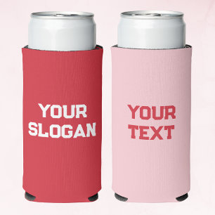 Cute Minimalist Girly Red and Pink Colours Custom  Seltzer Can Cooler