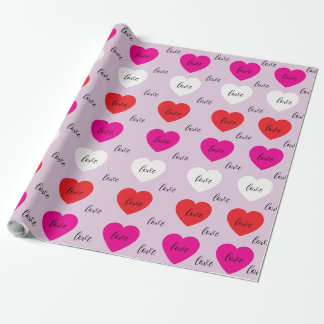 Cute Minimalist Hearts Love Pattern Wrapping Paper