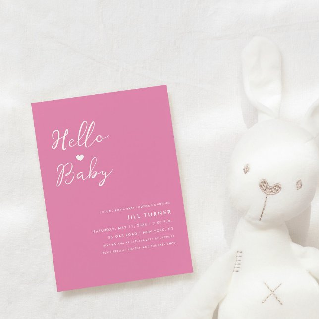 Cute Minimalist Modern Heart Script Baby Shower Invitation (Creator Uploaded)