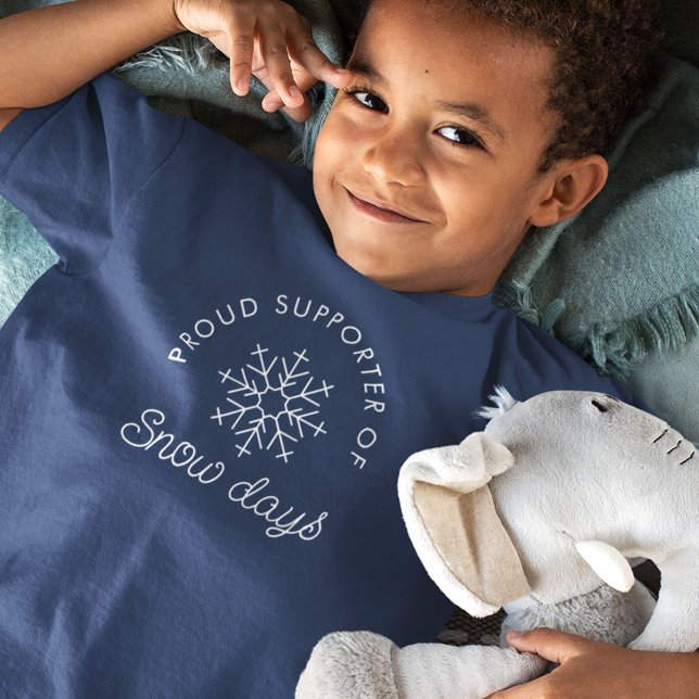 Cute Minimalist Modern Snow Days Navy T-Shirt ("Let the fun begin!")