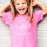 Cute Minimalist Modern Snow Days Pink T-Shirt<br><div class="desc">Embrace the❄️magic of snow days with this minimalist shirt,  your cosy companion for winter adventures! Ditch the bulky prints and let the gentle flakes inspire your style. Picture a delicate snowflake icon gracefully dancing,  whispering "Let the fun begin!" in hushed tones.</div>
