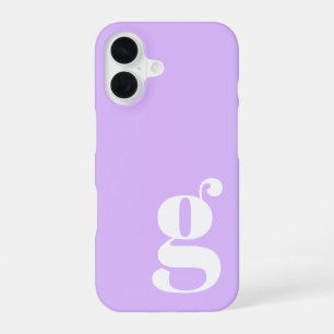 Cute Minimalist Monogram Letter in Lavender Purple iPhone 16 Case