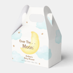Cute Minimalist Over The Moon Baby Shower Favour Box