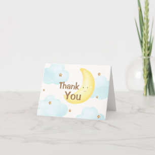 Cute Minimalist Over The Moon Baby Shower Thank You Card
