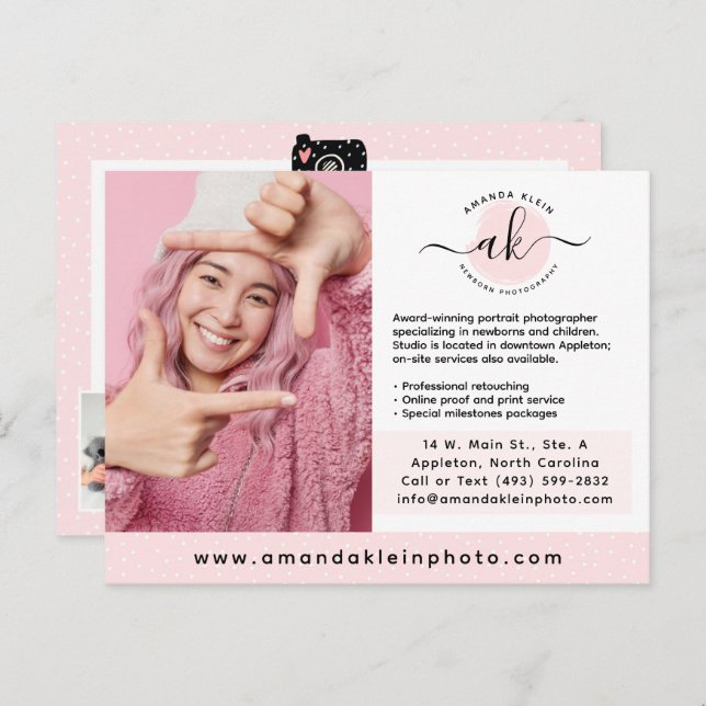 Cute Minimalist Photographer Camera Logo Marketing Postcard (Front/Back)
