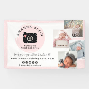 Cute Minimalist Photographer Camera Logo & Photos Banner