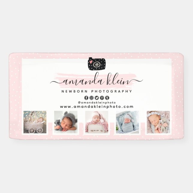 Cute Minimalist Photographer Camera Logo & Photos  Banner (Horizontal)