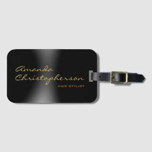 Cute Minimalist Plain Modern Calligrapy Black Luggage Tag