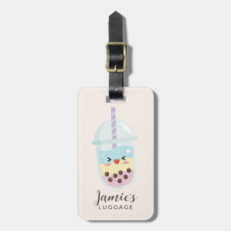 Cute Minimalist Rainbow Boba Bubble Tea Luggage Tag