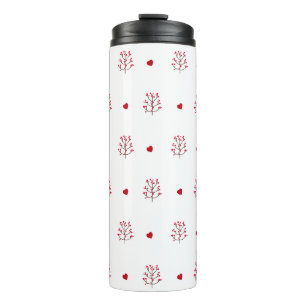 Cute Minimalist Red And White Love Heart Tree Thermal Tumbler