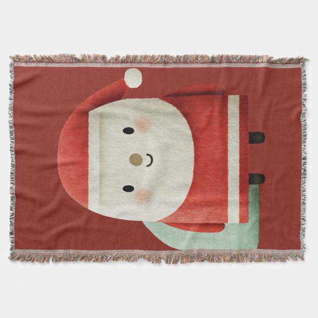 Cute Minimalist Santa Claus Throw Blanket (Front)