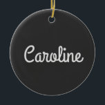 Cute Minimalist Script Typography Name Black White Ceramic Tree Decoration<br><div class="desc">Cute Minimalist Script Typography Name Black White Ornament</div>
