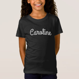 Cute Minimalist Script Typography Name Black White T-Shirt