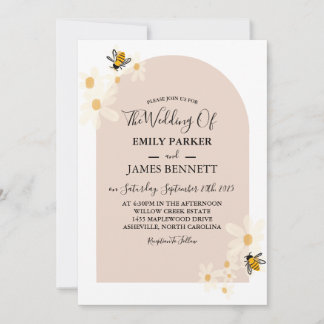 Cute Minimalist Spring Daisy Floral Arch Invitation